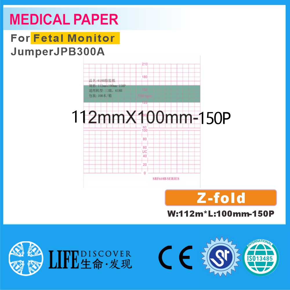 Medical thermal paper 112mm*100mm-150P For Fetal Monitor JumperJPB300A 5 books packing