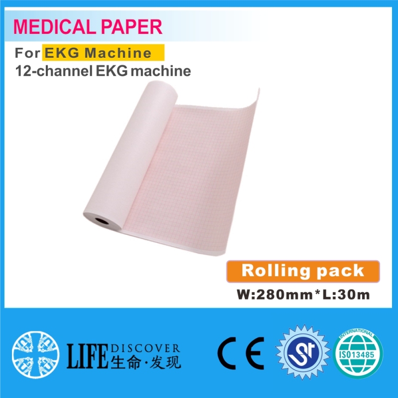 Medical thermal paper 280mm*30m For patient monitor no sheet 12-channel EKG machine 5rolling pack