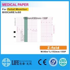 Medical thermal paper 152MM*90MM-150P For Fetal Monitor BIOCARE IC60 5 books packing