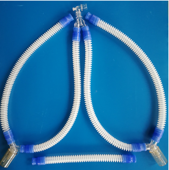 reusable silicone Medical Breathing Circuit with water trap high temperature sterilization Corrugated Tube