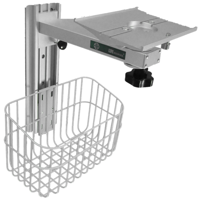 medical furniture aluminum alloy wall mount stand patient monitor wall mount with bracket straight arm wall mount stand(with basket)