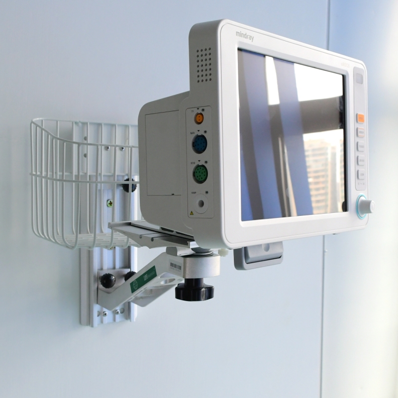 Plug-in Plate S-arm Medical Wall Mount Stand S-arm wall mount Monitor machine stand Fix-plate adjustable sensor bracket with basket compatible for MIDRAY IMEC EPM IPM