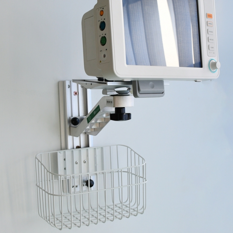 Plug-in Plate S-arm Medical Wall Mount Stand S-arm wall mount Monitor machine stand Fix-plate adjustable sensor bracket with basket compatible for MIDRAY IMEC EPM IPM