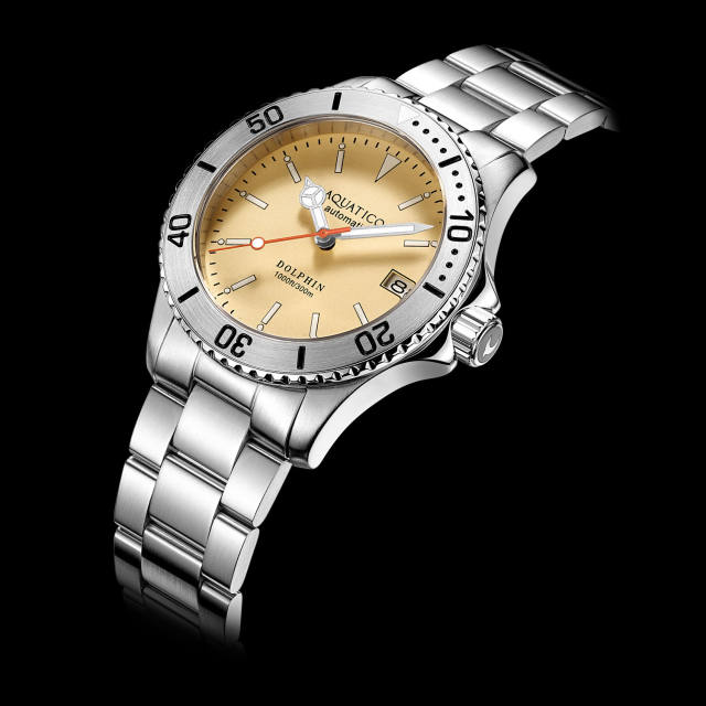 Aquatico Dolphin 39mm Automatic Dive watch Bright yellow Dial (NH35)