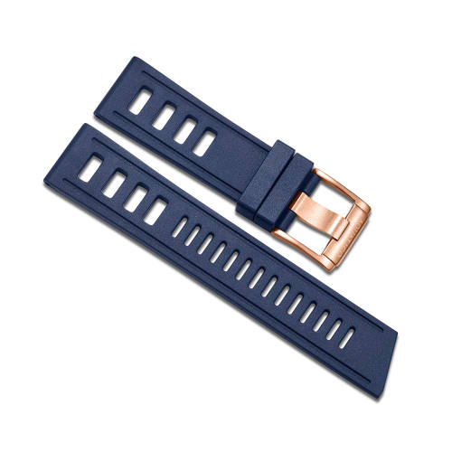 ISO Style  Blue Vulcanized  Rubber Strap&Bronze buckle 24mm
