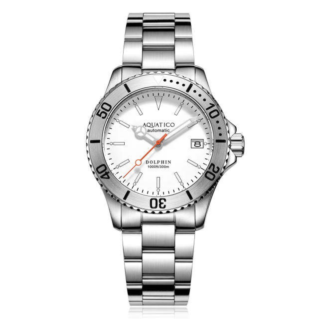 Aquatico Dolphin 39mm Automatic Dive watch White Dial (NH35)