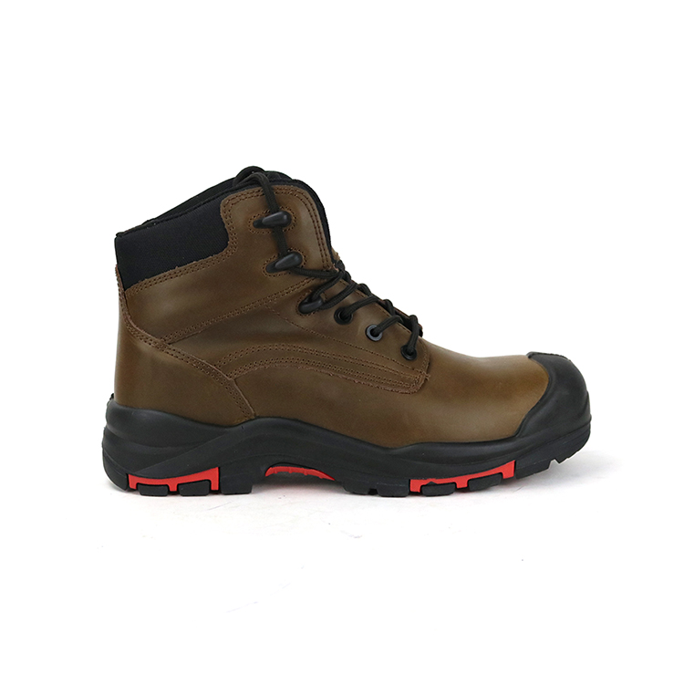 High Quality Crazy Horse PU/Rubber Mid Cut Safety Shoes