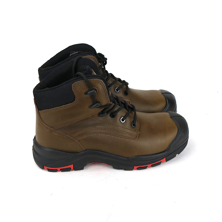 High Quality Crazy Horse PU/Rubber Mid Cut Safety Shoes