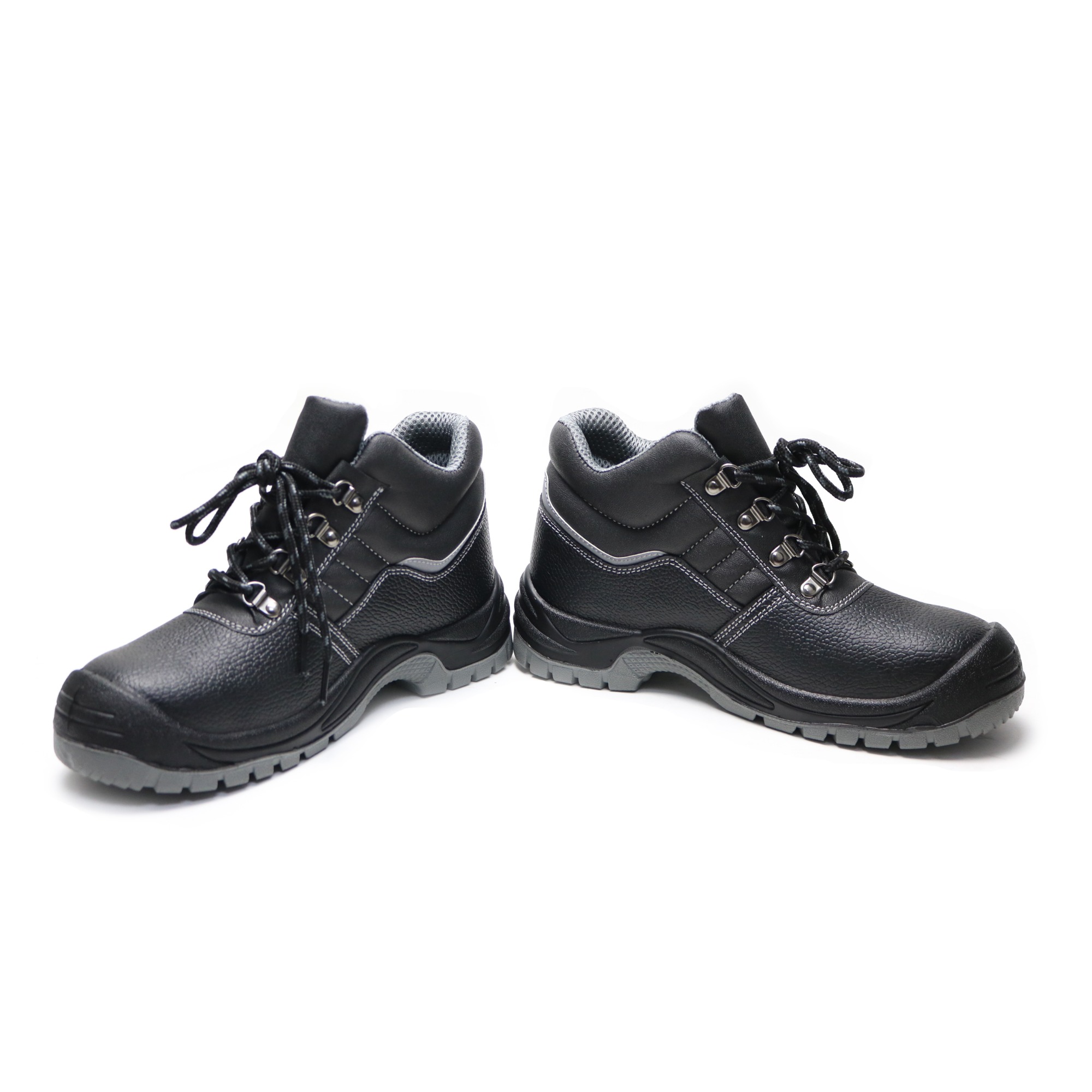 Steel Toe Cow Leather PU Injection Construction Safety Shoes