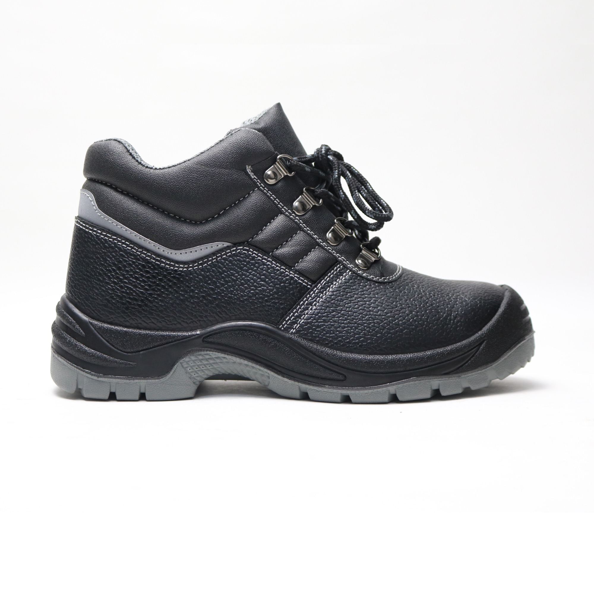Steel Toe Cow Leather PU Injection Construction Safety Shoes