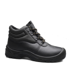 Mid Cut Black Cow Leather PU Outsole Safety Shoes