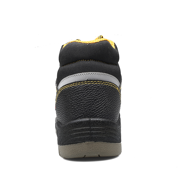 Mid Cut Balck Cow Leather Safety Shoes