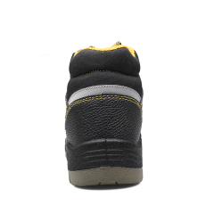 Mid Cut Balck Cow Leather Safety Shoes