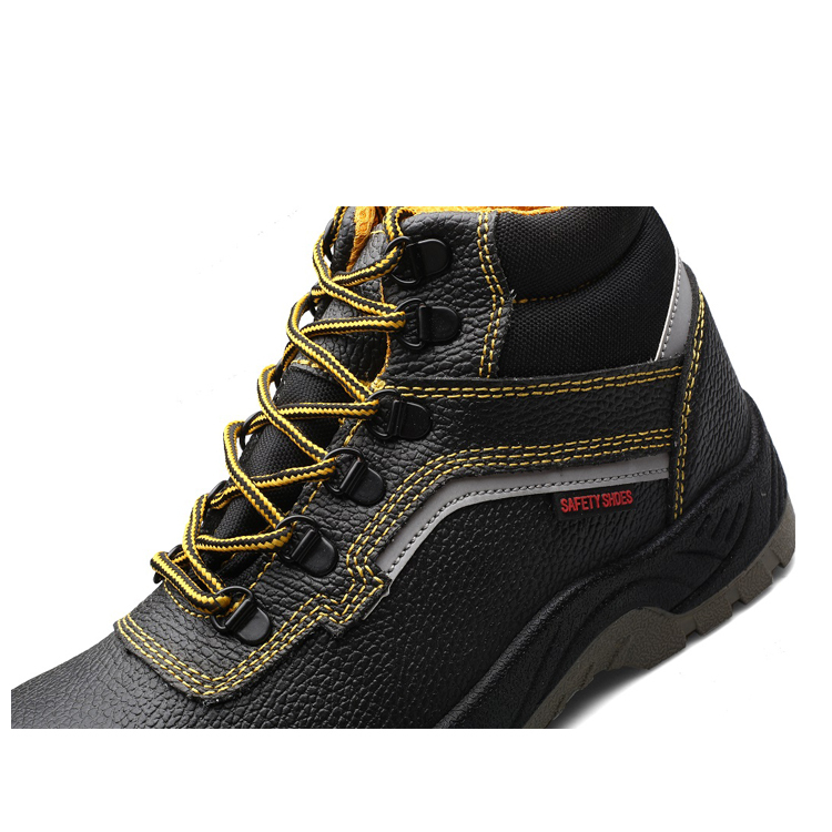 Mid Cut Balck Cow Leather Safety Shoes