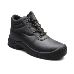 Mid Cut Black Cow Leather PU Outsole Safety Shoes
