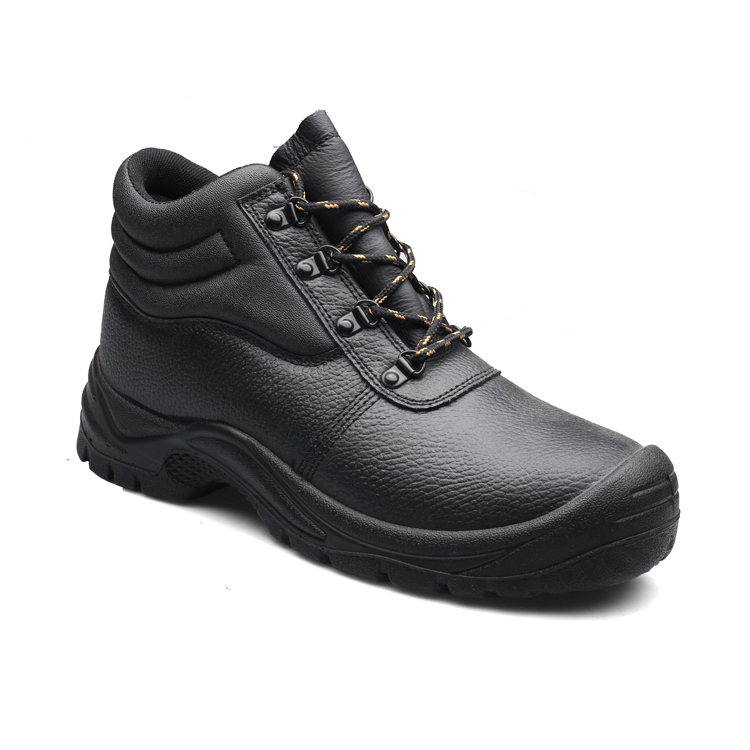 Mid Cut Black Cow Leather PU Outsole Safety Shoes