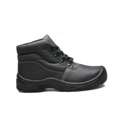 Black Mid Cut Embossed Cow Leather Safety Shoe