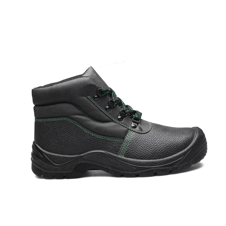 Black Mid Cut Embossed Cow Leather Safety Shoe