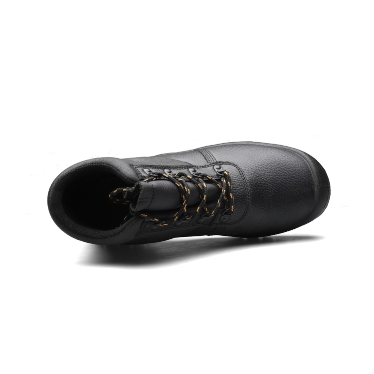 Black Mid Cut Embossed Cow Leather Safety Shoe