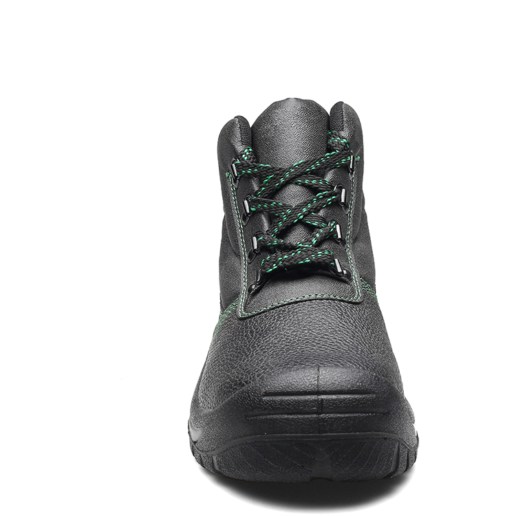 Black Mid Cut Embossed Cow Leather Safety Shoe