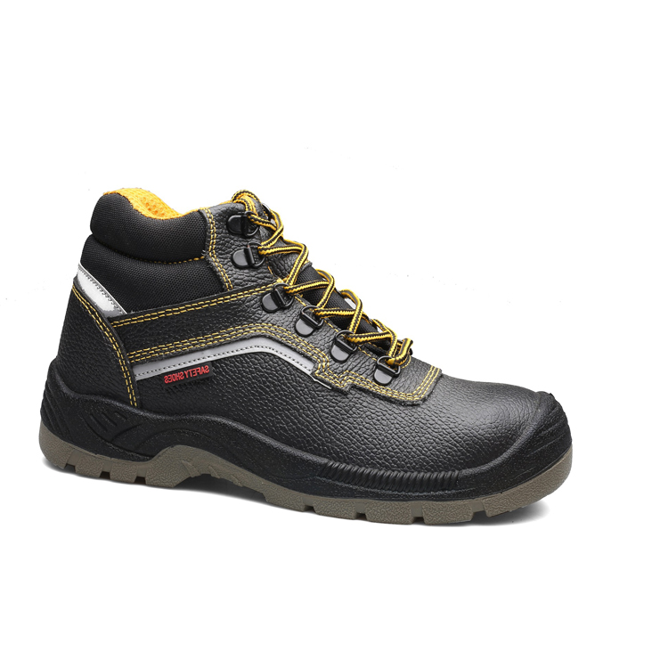 Mid Cut Balck Cow Leather Safety Shoes