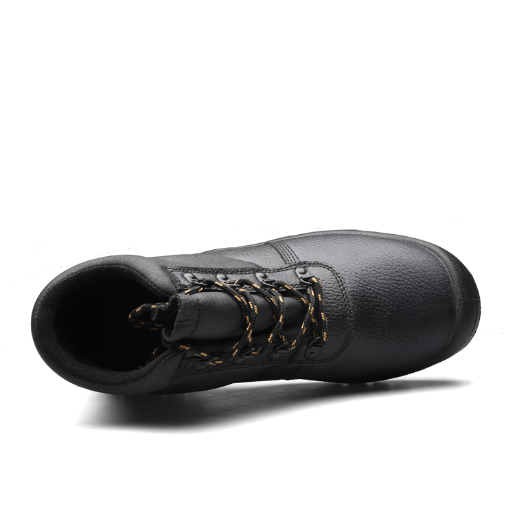 Mid Cut Black Cow Leather PU Outsole Safety Shoes