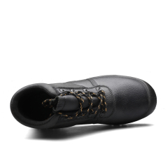 Mid Cut Black Cow Leather PU Outsole Safety Shoes