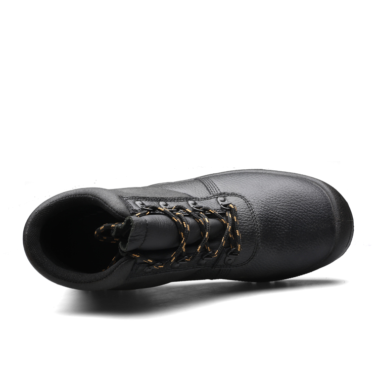 Mid Cut Black Cow Leather PU Outsole Safety Shoes