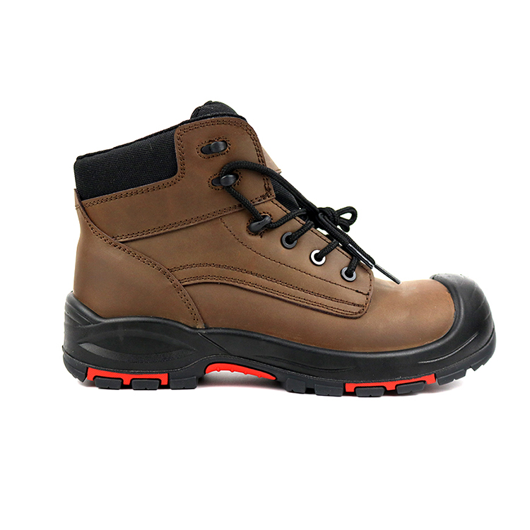 Stylish Design Genuine Leather Mid Sut Safety Boots for Men