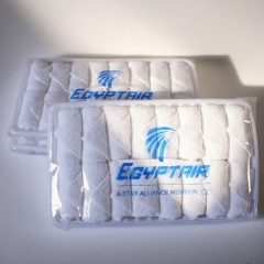 Hot And Cold Airline Towel In Tray With Plastic Tong