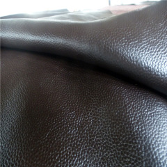 Eco-friendly brown colour first layer Lychee embossed cow leather