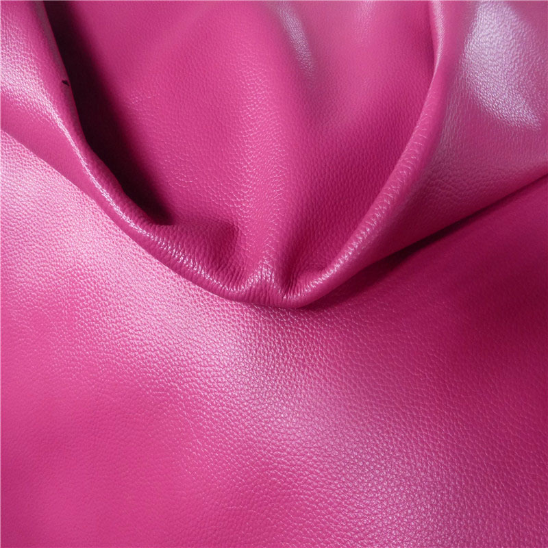 Eco-friendly rose colour first layer Lychee embossed cow leather