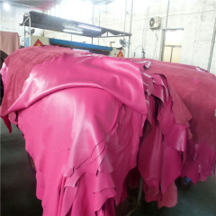 Eco-friendly rose colour first layer Lychee embossed cow leather