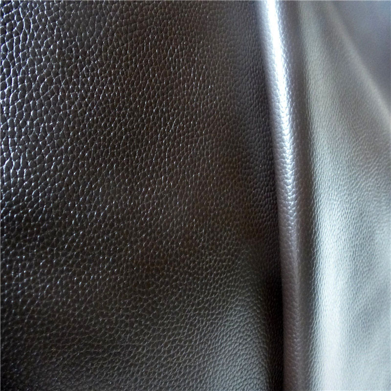 Eco-friendly brown colour first layer Lychee embossed cow leather
