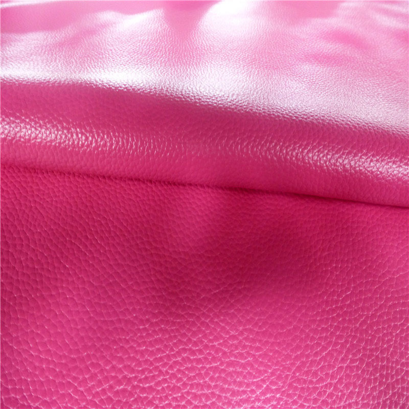 Eco-friendly rose colour first layer Lychee embossed cow leather