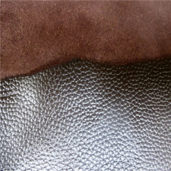 Eco-friendly brown colour first layer Lychee embossed cow leather