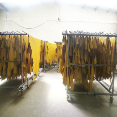 Yellow colour Full-grain Eco-friendly first layer Lychee embossed cow leather