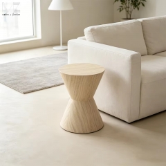 Hourglass Faux Travertine Side Table-2740