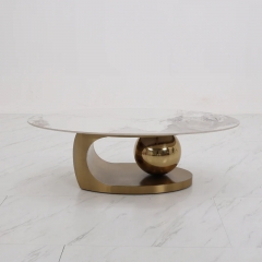 Oval Coffee Table With Side Table Set-2273
