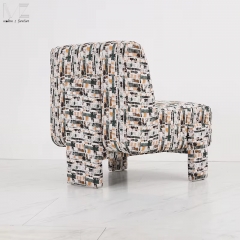 Abstract Pattern Fully Upholstered Lounge Chair-7640