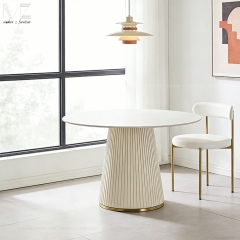 Round White Sintered Stone Dining Table-1797