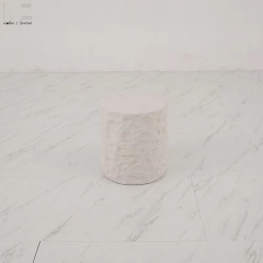 textured Faux Stone Cylinder Side Table-8715
