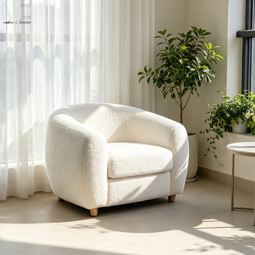 Boucle Barrel Accent Chair-4685
