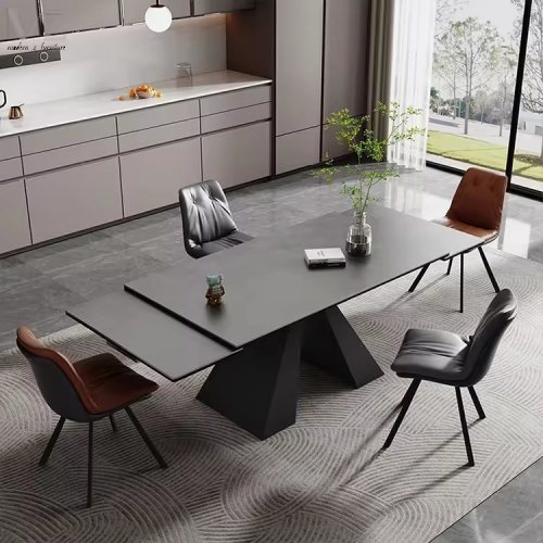 Modern Extendable Dark Sintered Stone Dining Table-2852