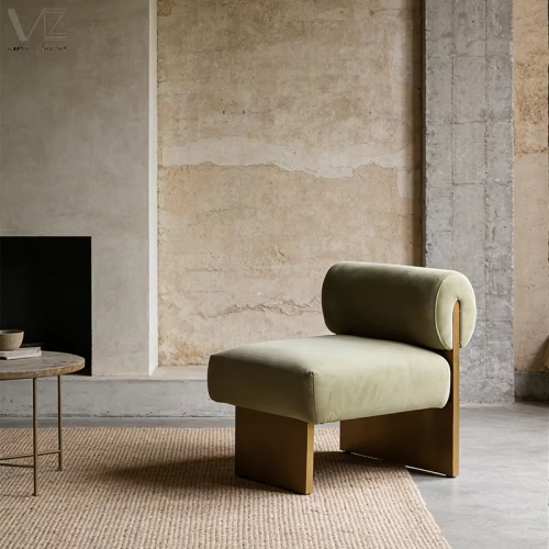 Brass Leg Velvet Accent Chair-2854