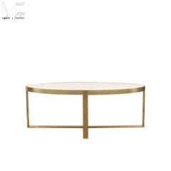 White Faux Marble Oval Coffee Table-7162