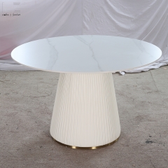 Round White Sintered Stone Dining Table-1797