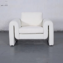 Bouclé Fabric Wood Accent Chair-2765