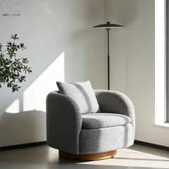 Walnut Finish Fabric Lounge Chair-3979