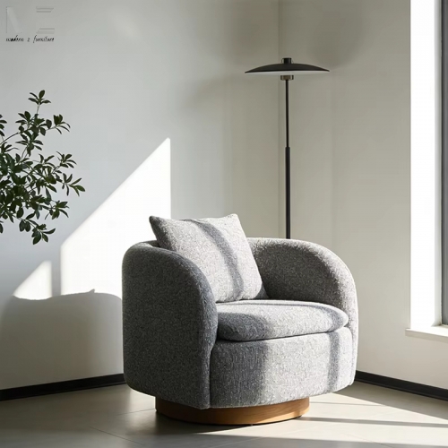 Walnut Finish Fabric Lounge Chair-3979